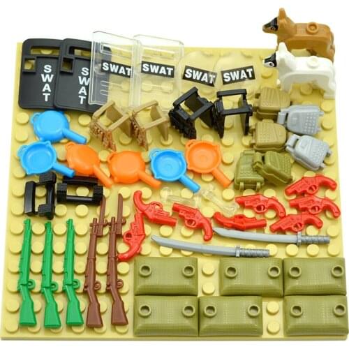 Building Block Military Dog Shield Rifle Guns Soldier Military Weapons City DIY Accessories Bricks Figures Toys for Children
