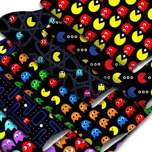 Cartoon Game Pattern Printed Faux Leather Sheets Synthetic Leather Fabric for DIY Handmade Earrings Hair Bows Sewing Materials