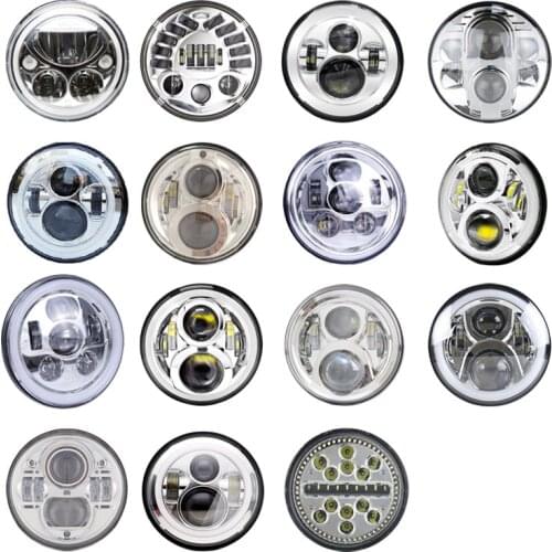 80W 90w 60w 40w 75w 7" headlight motorcycle chrome 7inch Round Motor led Head light head lamp DRL For Harley Honda