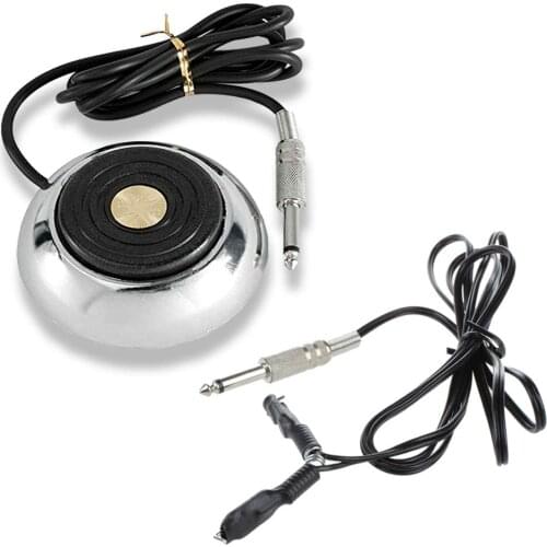 Tattoo Foot Pedal and Clip Cord Round Stainless Steel Tattoo Machine Foot Pedal Switch Control and Tattoo Clip Cord for Tattoo