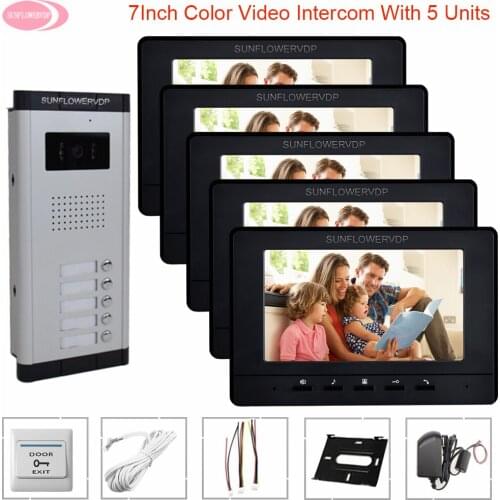Security Video Door Bell Video Intercom For 3-6 Apartments Waterproof Doorbell 7" Video Door Phone Intercom System Intercom Home
