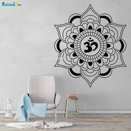 Om Symbol Vinyl Wall Decal Mandala Lotus Talisman Buddhism Home Decor Hinduism Murals Unique Gift Waterproof YT4213