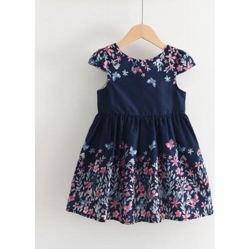 Girls Princess Dresses Sweet Summer Kids Baby Butterfly Print Vestidos Sleeveless Children Ruffles Party Costumes 3-7 Years