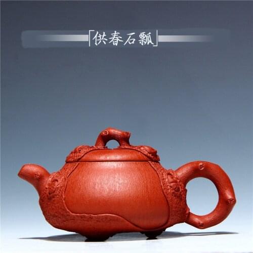 Hand recommended authentic undressed ore red one dragon for the spring stone gourd ladle 180 ml a undertakes the teapot