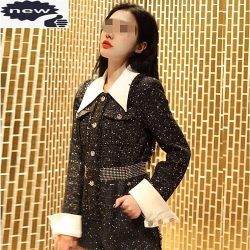 Luxury Elegant Tweed Shorts Women Designer Diamonds High Waist Short Fashion Black Party Rompers Female Jumpsuit S-L
