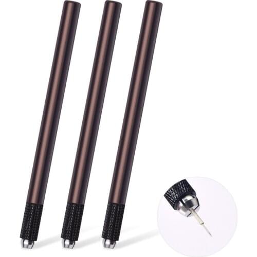 20pcs Brown Tattoo Manual Pen Permanent Makeup Eyebrow Caneta Tebori Microblading Microblading Pen for Embroidered Pen