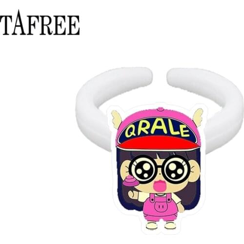 TAFREE NEW Resin Dr. Slump Finger Rings QRALE ARALE Acrylic Ring For boys Gilrs fashion Childrens Anime Jewelry