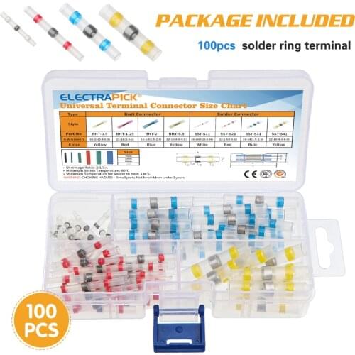 Heat Shrink Butt Crimp Terminals Waterproof Solder Seal Electrical Butt Connectors Wire Cable Splice Terminal Kit