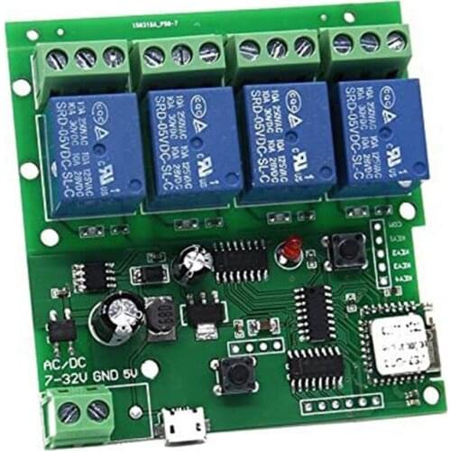 Smart Remote Control 4 Channel WiFi Momentary Inching Relay Self-Lock Switch Module,DIY WiFi Garage Door Controller
