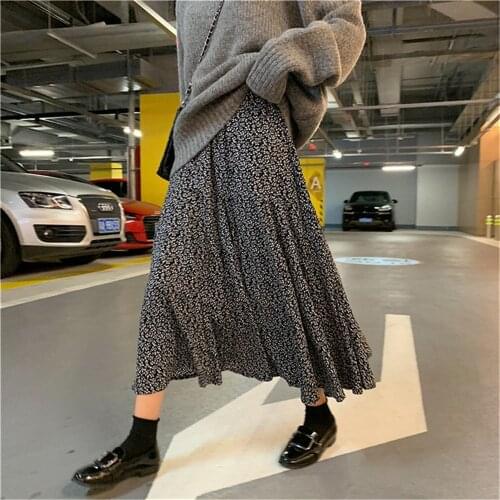 WSYORE Women Skrits New Spring and Autumn Loose Casual A-line Skirt Female Korean Wild Printed Floral Long Skirts NS1888