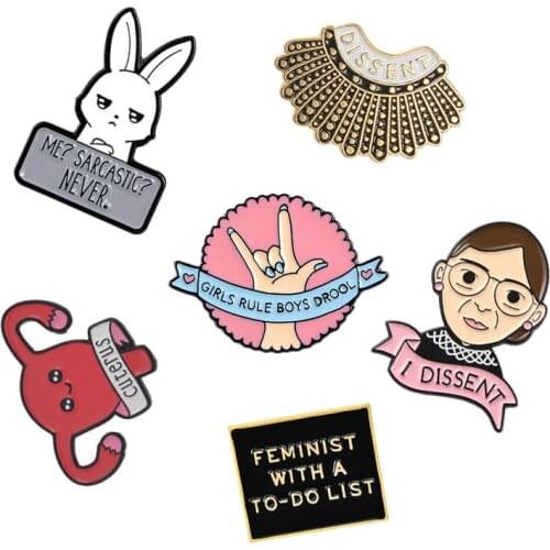 Feminism Rectangle FEMINIS pin Ginsburg Rule Boys Drool Lapel pins Student Enamel Brooches Badges pin jewelry