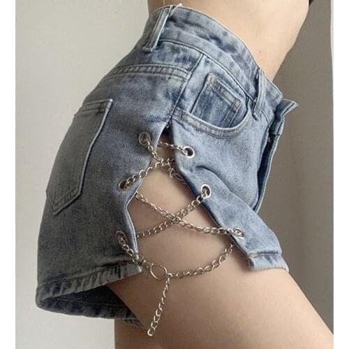 Woman Jeans Shorts Womens Split Wide Leg Denim High Waist Hot Girls Pants Streetwear 2021 Summer New