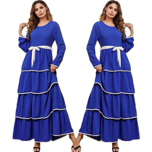 Plus Size Dubai Kaftan Women Chiffon Layered Dress Casual Abaya Muslim Long Sleeve Islamic Maxi Robe Party Gown Jilbab Fashion