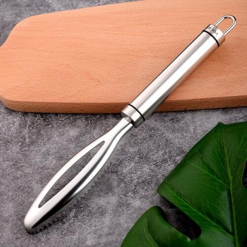 1PCS Stainless Steel Cleaning Fish Scale Skin Scraper Peeler Remover Knife Scaler Brush Seafood Tools Kitchen Gadgets