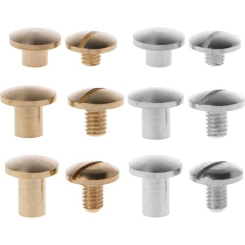 10Pairs Brass Chicago Screws Posts Belt Button for Leather Bookbinding Crafts