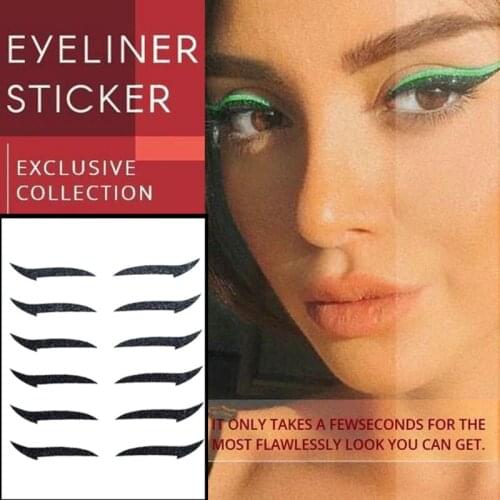 12PCs Eyelid Line Stick Reusable Eyeliner Stickers Cat Eye Makeup Double Eyelid Sticker Eyeliner Makeup Sticker Party Stickers