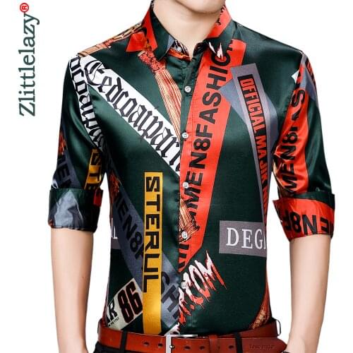 2020 brand new long sleeve men social shirt streetwear casual letter shirts dress mens slim regular fit clothes fashions 90321