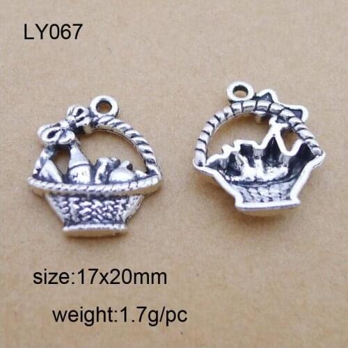 25pcs 17*20mm Tibetan Silver Flower Basket Charm Pendant Findings Accessories DIY Vintage Choker Necklace