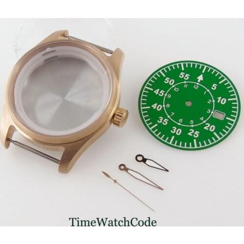 39mm Cusn8 Bronze Watch Case Spare Parts Fit For NH35 NH35A Sapphire Glass 200M Waterproof Watch Dial Hands Screw In Crown