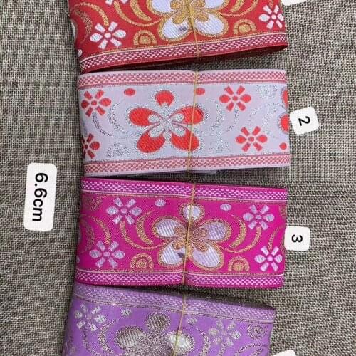 6.6cm nation style metallic and nylon yarn jacquard ribbon,XERY191203F