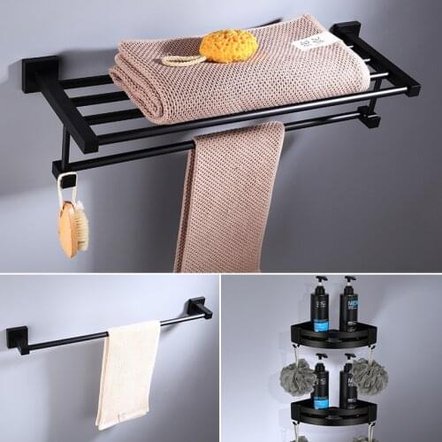 Bathroom Accessories Towel Rail Paper Holder,Towel Rack,Toilet Brush holder ,Towel Holder Aluminum Black bathroom Hardware set