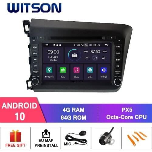 WITSON Android 10 Octa Core CAR DVD GPS FOR HONDA NEW CIVIC 2012 (For Left Hand Driver) Car Multimedia Player Stereo AutoRadio