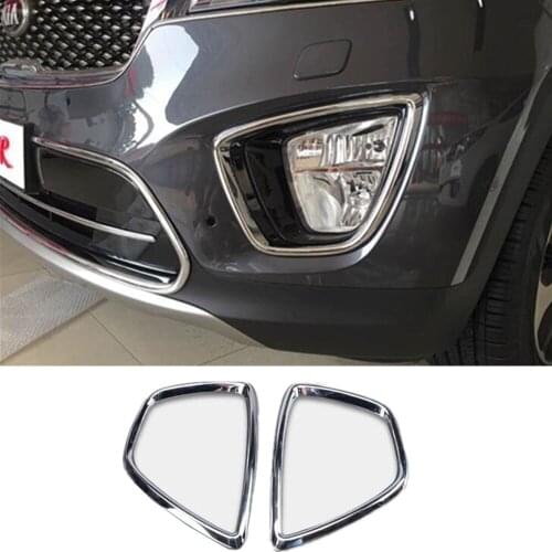 Car Front Fog Light Lamp Frame Stick Styling ABS Chrome Cover Trim 2pcs For Kia Sorento L 2015 2016 2017
