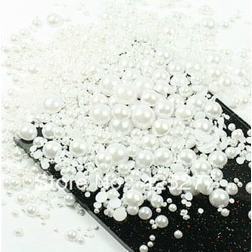 White color 1000 Mixed Size from 2mm to 10mm Craft ABS Resin Flatback Half round imitation pearls 003006002