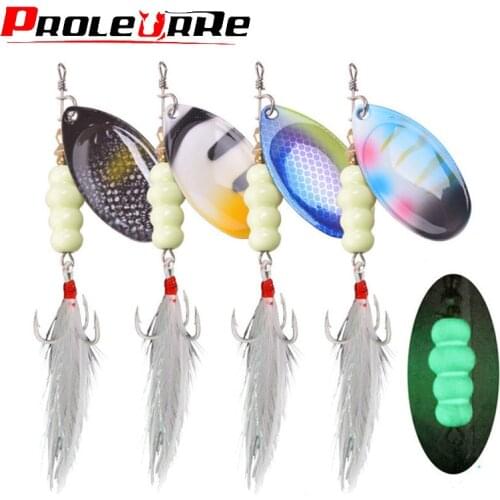 1Pcs Spinner Spoon Luminous Metal Fishing Lure 9g 12g Sequins Spoon Artificial Baits Wobbler Rotating Bait with Treble Hooks