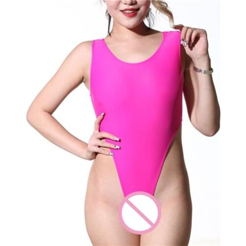 Women High Cut T Crotch Bodysuit Body Sexy Shiny Silk Sexy Lingerie Women Bikini Swimwear Catsuit Night Erotic Club