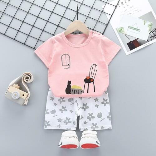 New Brand Short Sleeve Cotton Baby Sets Leisure Sports Boy T-shirt + Shorts Pants Sets Toddler Clothing Baby Boys Girls Clothes