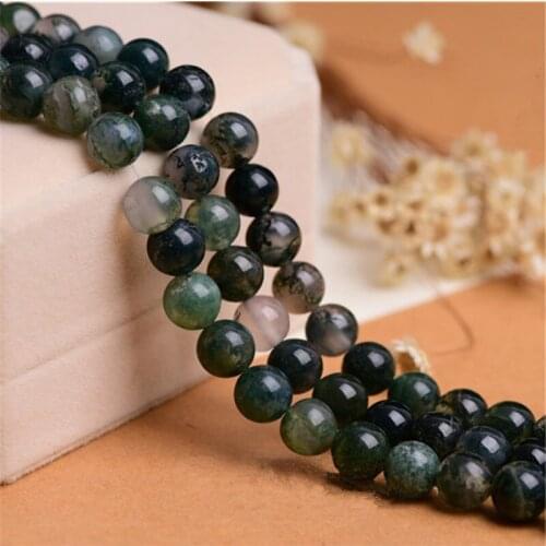 RONGQING Natural Water Plants Scattered Beads for DIY Jewelry Making Green Moss Loos Beads 2mm 4mm 6mm 8mm 10mm,12mm 14mm