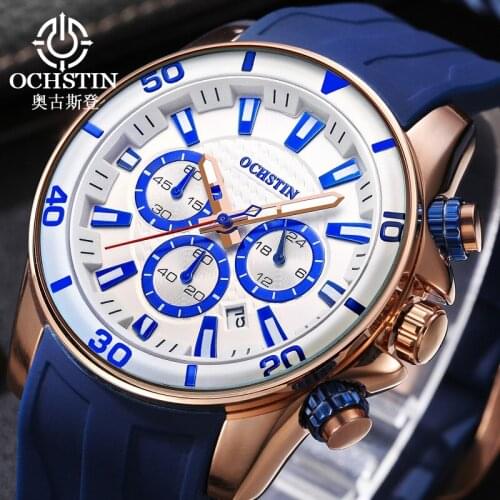 OCHSTIN 2019 Fashion Sports Watch Men Silicone Strap Waterproof Chronograph Luxury Luminous Quartz Men Watch relogio masculino