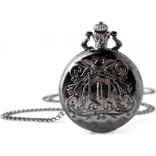 Vintage Men Pocket Chain Watch Charm Carved Flower Round Quartz Watch with 80cm Pocket Watch Chain Unisex Retro Watch Gift