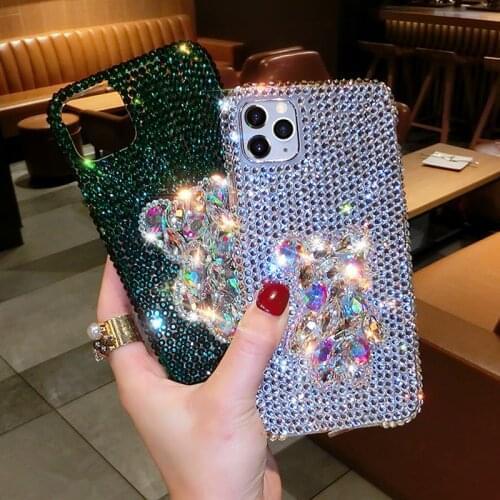 Midnight Green Diamond Bling Bear Phone Cases For iPhone 11 Pro Max Case Glitter Cute For iPhone 13 X XR XS 7 8 Plus SE 12 Mini