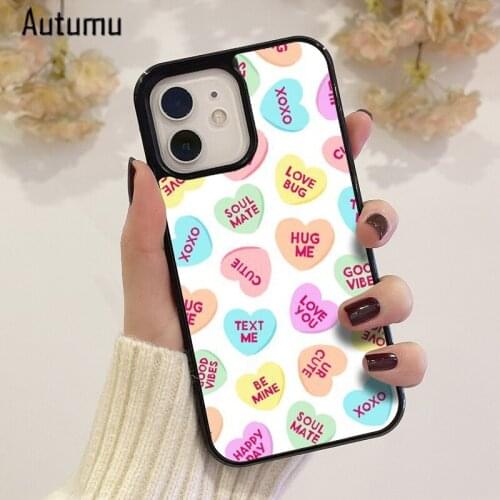 Phone Case for iPhone 12 mini X XS XR 11 Pro Max SE 2020 5 6S 7 8 Plus Samsung Galaxy S8 S9 S10 S20 S21 Candy hearts Cover