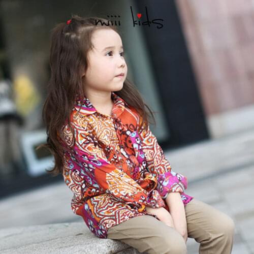 Kids clothes girls 8 to 12 Girls' shirts large childrens shredded flowers thin bohemian autumn fashion long-sleeved top