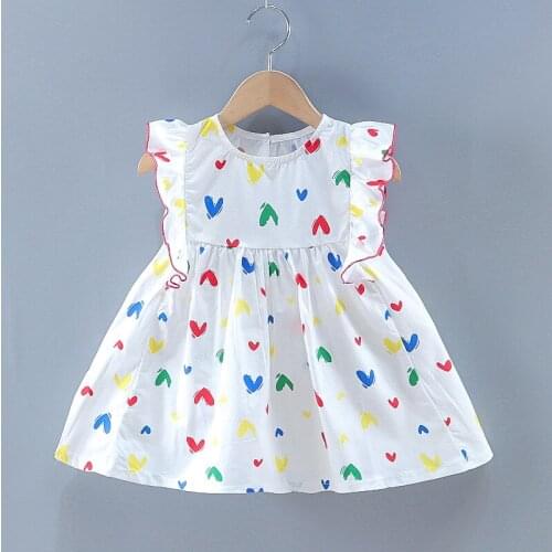 Girl Korean dress summer childrens small flying sleeve sleeve sleeveless princess skirt baby girl gas skirt baby summer dress