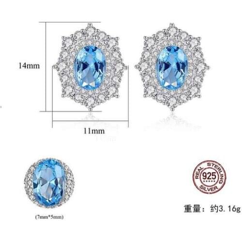 HOT Sell S925 Sterling Silver EARRINGS WHOLESALE Crystal zircon ruby sapphire Earrings