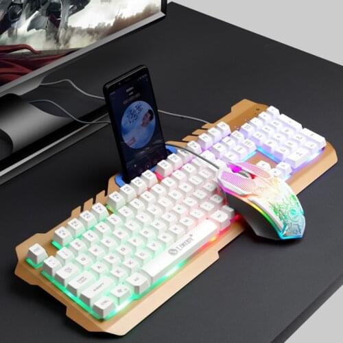Gaming Keyboard Mouse Mechanical Feeling RGB LED Backlit Gamer Keyboards USB Wired Keyboard Computer Game Keyboard For PC Laptop