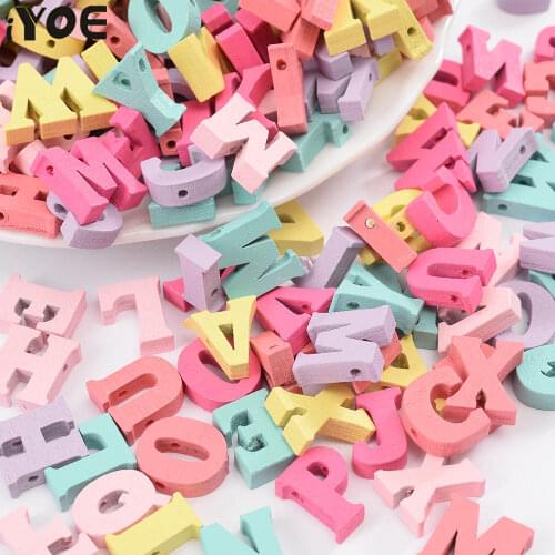 IYOE 50pcs/Lot Mix Color Letter Number Beads Natural Wood Alphabet Beads For Jewelry Making Bracelet Necklace DIY Home Decor