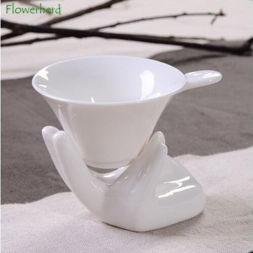 Ceramic Porcelain Tea Set Teaware Tea Slip Screen One Hand Holder Tea Filter Holder Tea Strainer Set Tea Infuser