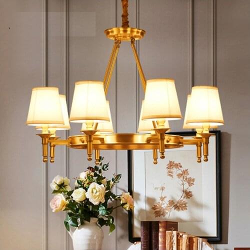 American Style Copper Pendant Chandelier Lights Copper Ceiling Lamp Copper Brass Chandelier Light Living Room Bed Room Light D58