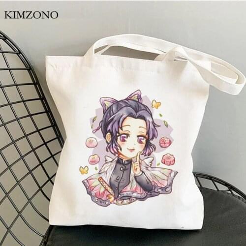 Demon Slayer Kimetsu No Yaiba shopping bag reusable handbag eco shopping canvas bag sacola woven net sac toile