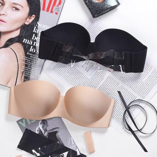 Fashion Sexy Invisible Push Up Bra Seamless Dress Wedding/Evening Sticky Women Bra Wireless Half Cup Female Underwear