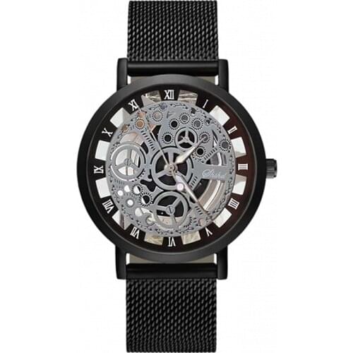 Mens Fashionable Watch Round Dial Stainless Steel Band Casual Business Wristwatch 0871