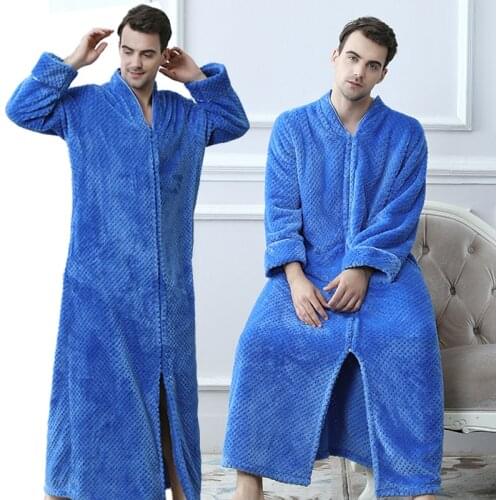 Men Plus Size Thickening Warm Extra Long Winter Bathrobe Male Flannel Thermal Bath Robe Women Robes Mens Fleece Dressing Gown