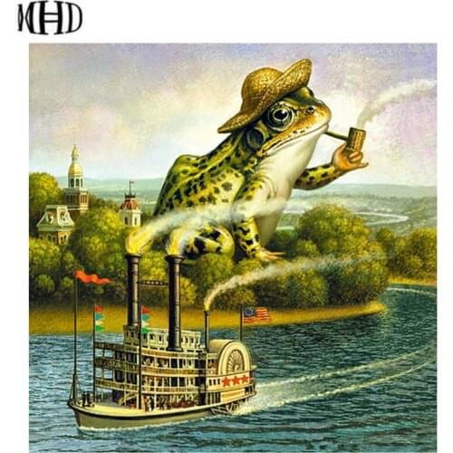 Frog ship diy diamond painting icon crystal decoration full round 3d diamond embroidery resin mosaic diamond cross stitch needle