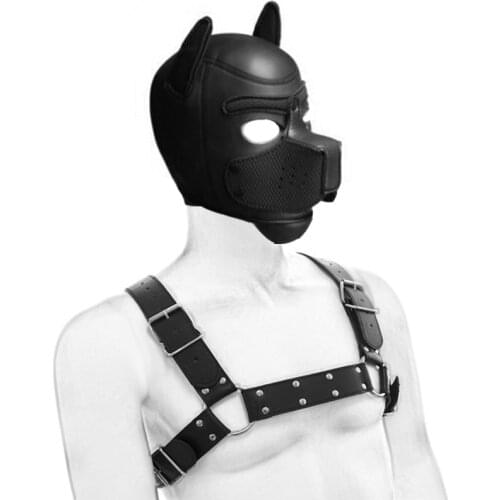 Puppy Play Gay Toys Set BDSM Men Fetish Dog Hood Chest Bondage Harness Belts Slave Collar Adult Sex Toys for Men Gay Sex Shop