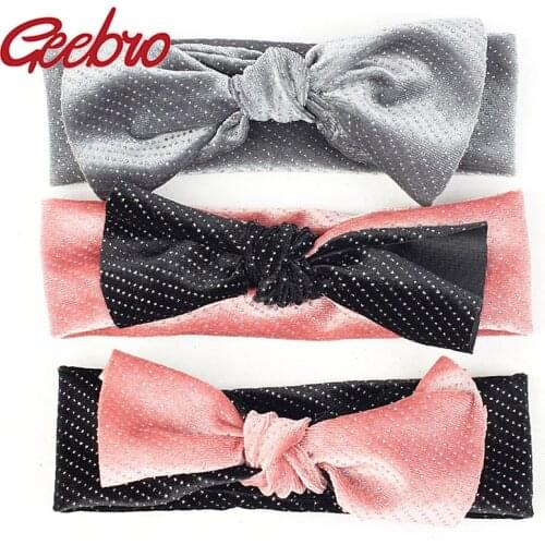 Geebro Autumn Winter Soft Baby Boys Girls Velvet Headbands Kids Toddler Cute Shining Dots Bow Headbands Hair band Accessories